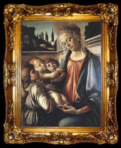 framed  Sandro Botticelli Madonna and Child with two Angels, ta009-2